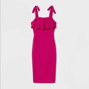 A New Day Fuchsia Seersucker Midi Dress-Never Worn!